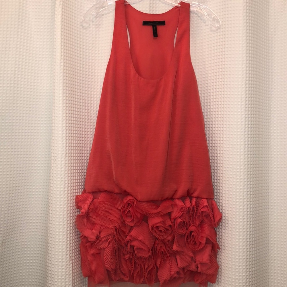 Peach tank dress with rose bottom